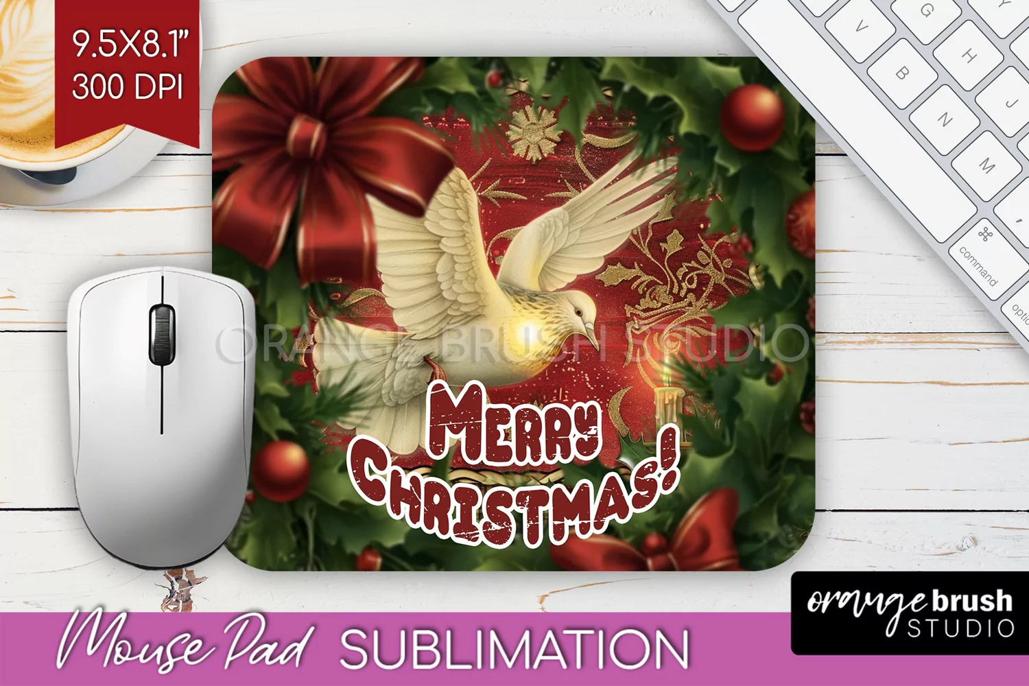 Vintage Christmas Mouse Pad Sublimation - Xmas Mousepad PNG product image 1