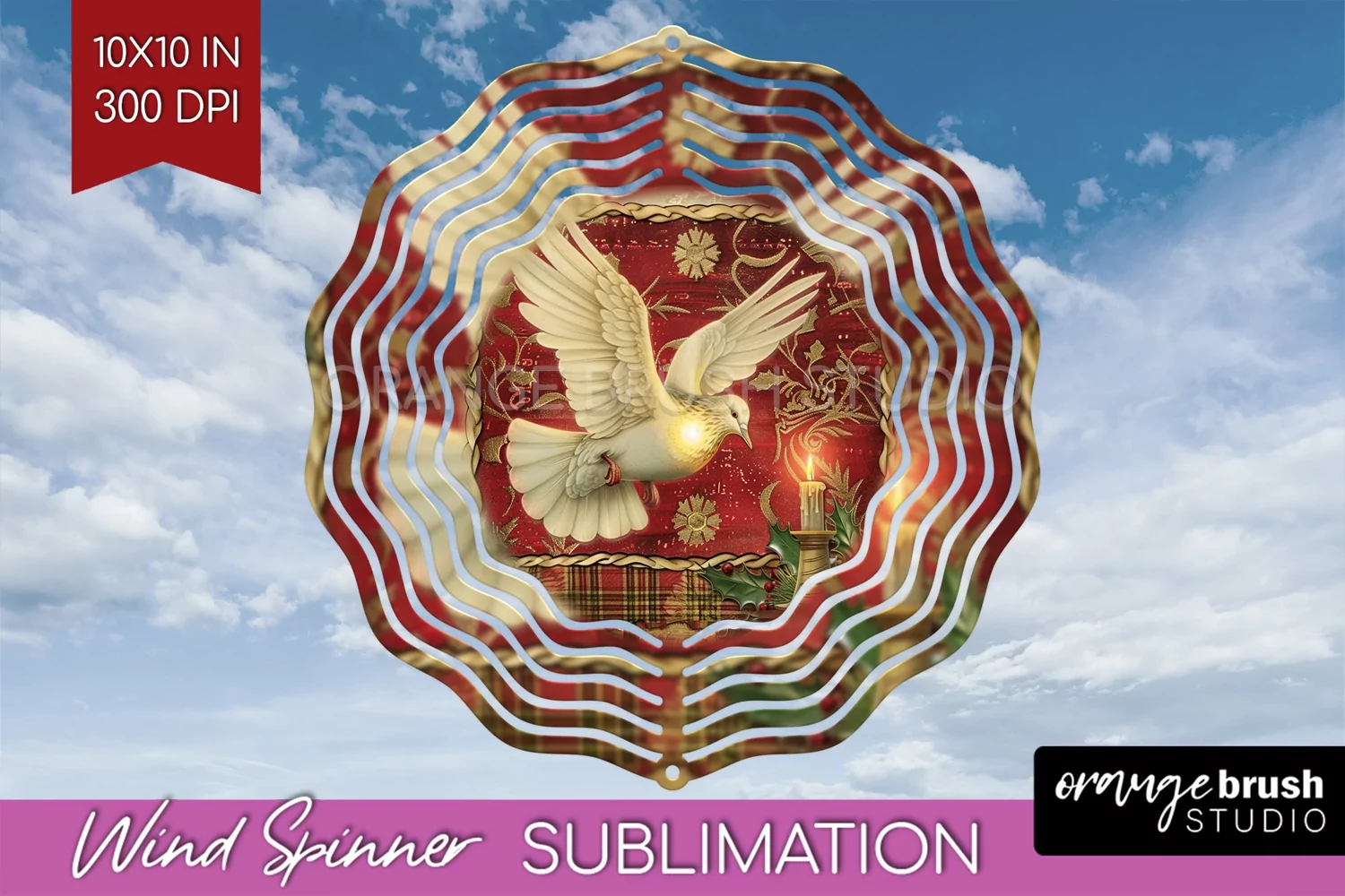 Vintage Christmas Wind Spinner PNG - Retro Xmas Sublimation product image 1