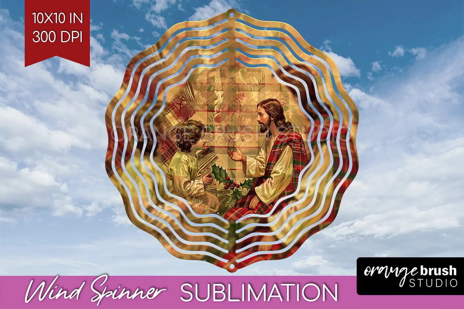 Vintage Christmas Wind Spinner PNG - Retro Xmas Sublimation product image 1