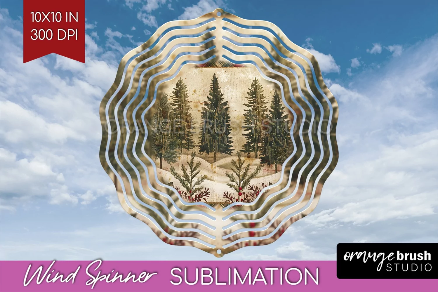 Vintage Christmas Wind Spinner PNG - Retro Xmas Sublimation product image 1