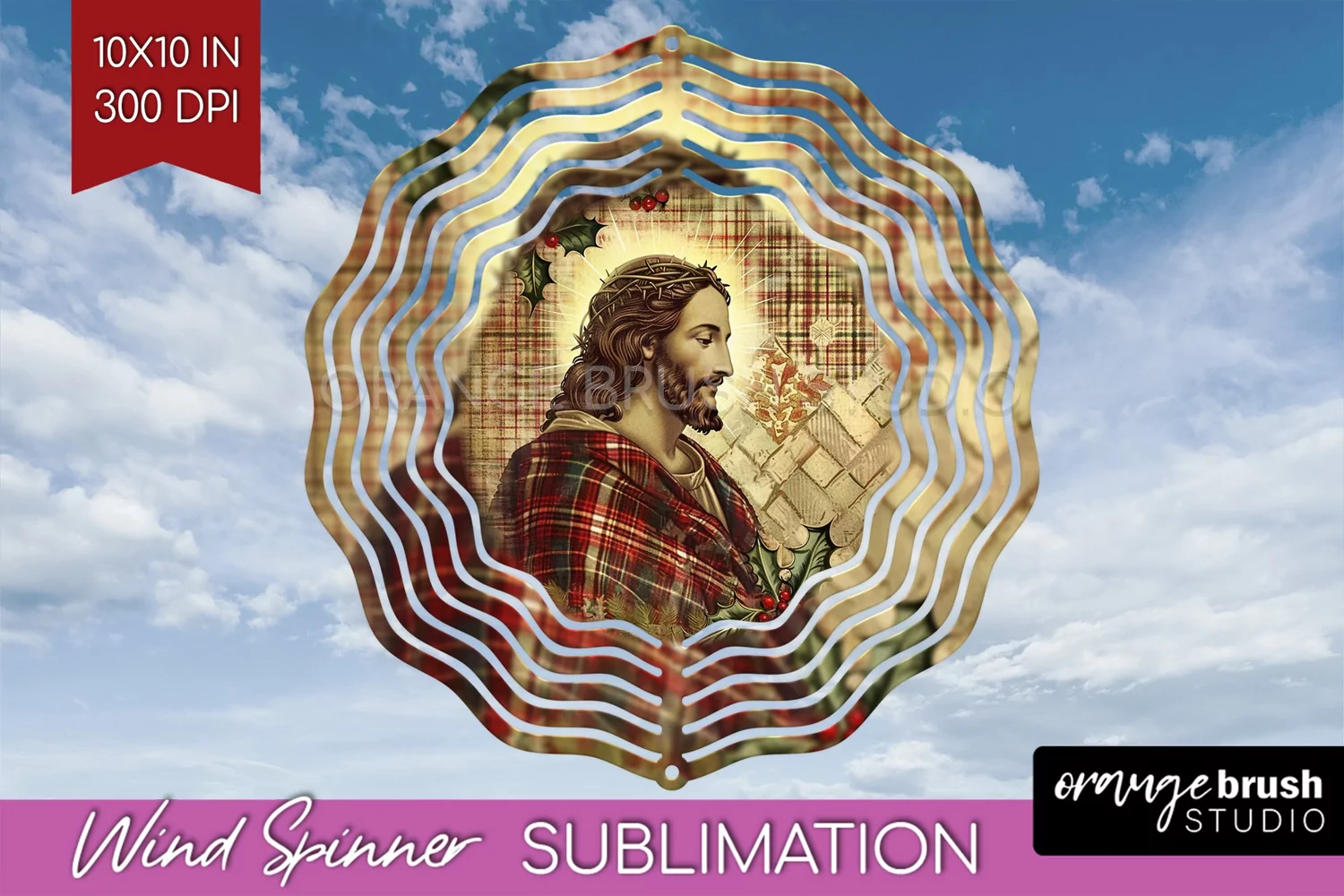 Vintage Christmas Wind Spinner PNG - Retro Xmas Sublimation product image 1