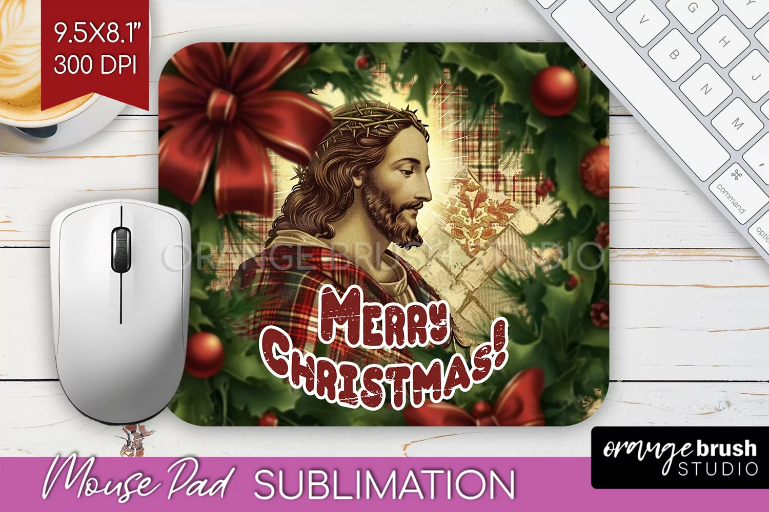 Vintage Christmas Mouse Pad Sublimation - Xmas Mousepad PNG product image 1