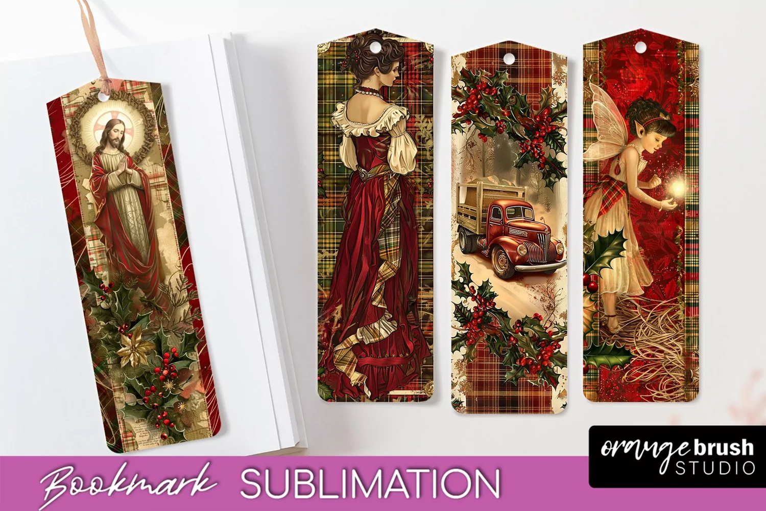 Vintage Christmas Bookmark - Retro Christmas Bookmarks PNG product image 1