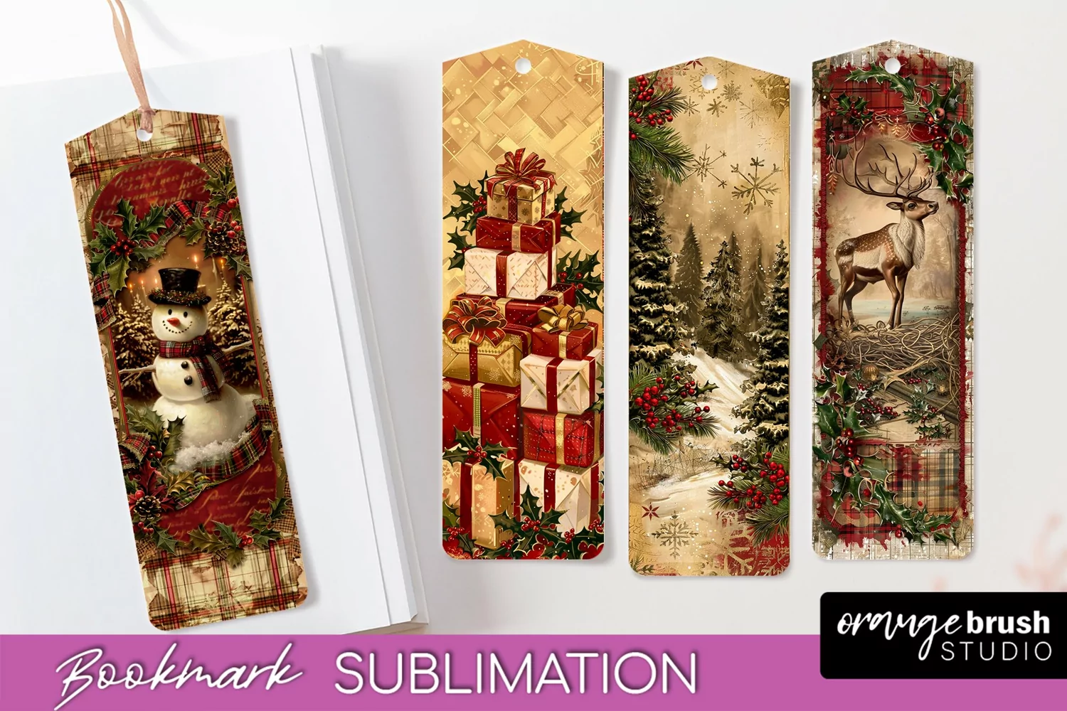 Vintage Christmas Bookmark - Retro Christmas Bookmarks PNG product image 1