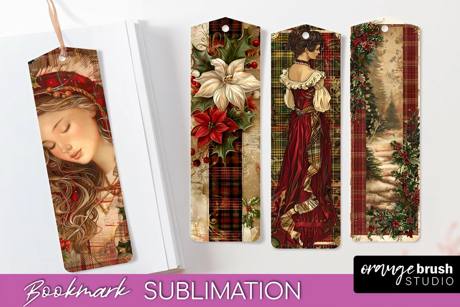 Vintage Christmas Bookmark - Retro Christmas Bookmarks PNG product image 1