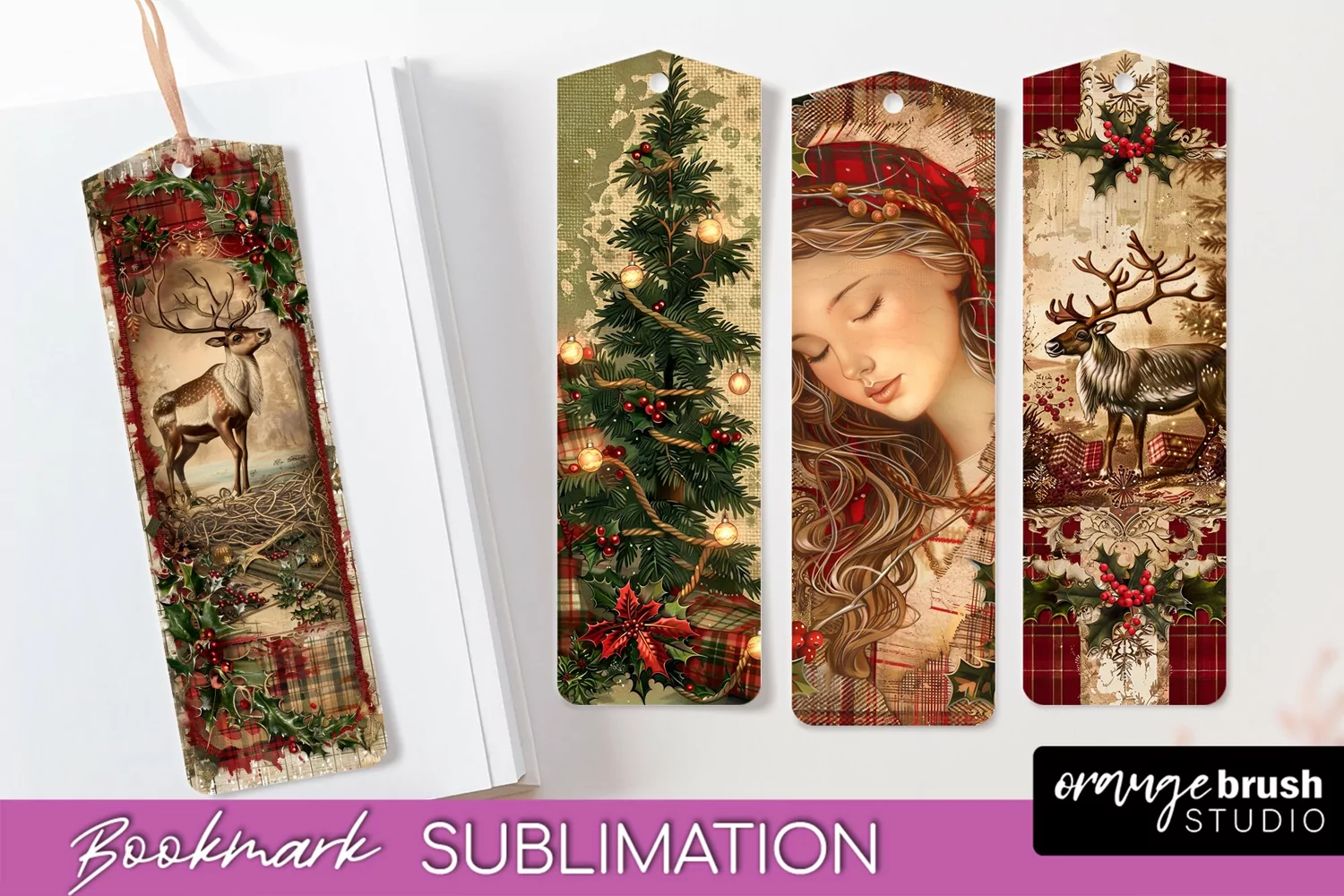Vintage Christmas Bookmark - Retro Christmas Bookmarks PNG product image 1