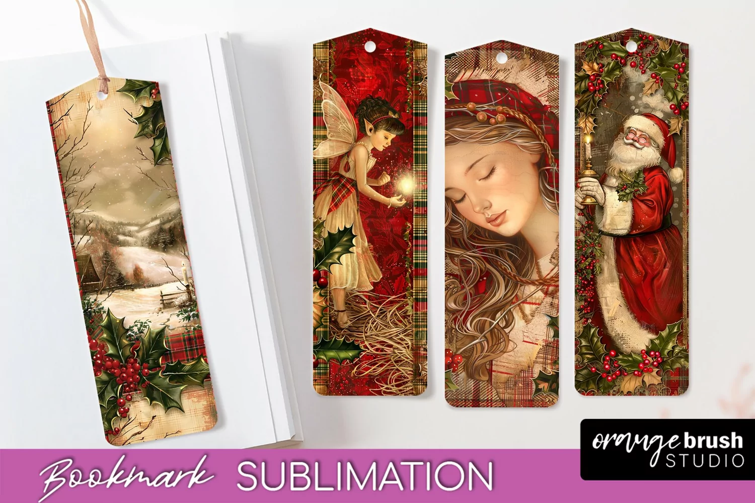 Vintage Christmas Bookmark - Retro Christmas Bookmarks PNG product image 1