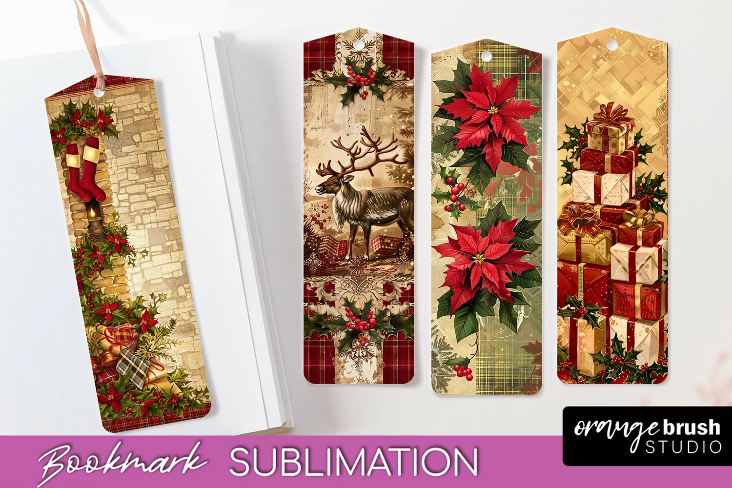 Vintage Christmas Bookmark - Retro Christmas Bookmarks PNG product image 1