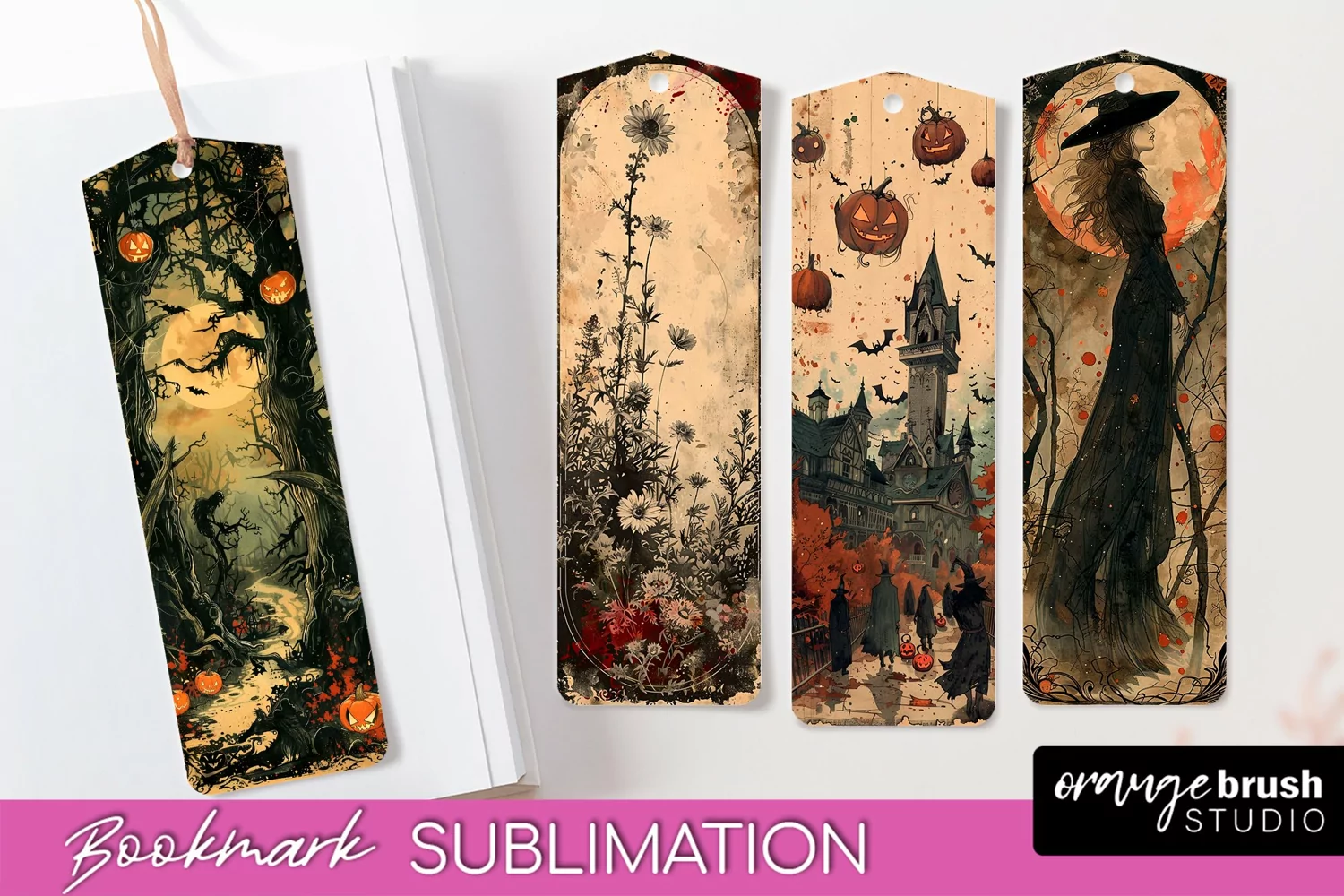 Vintage Halloween Bookmark - Printable Scrapbook Bookmarks product image 1