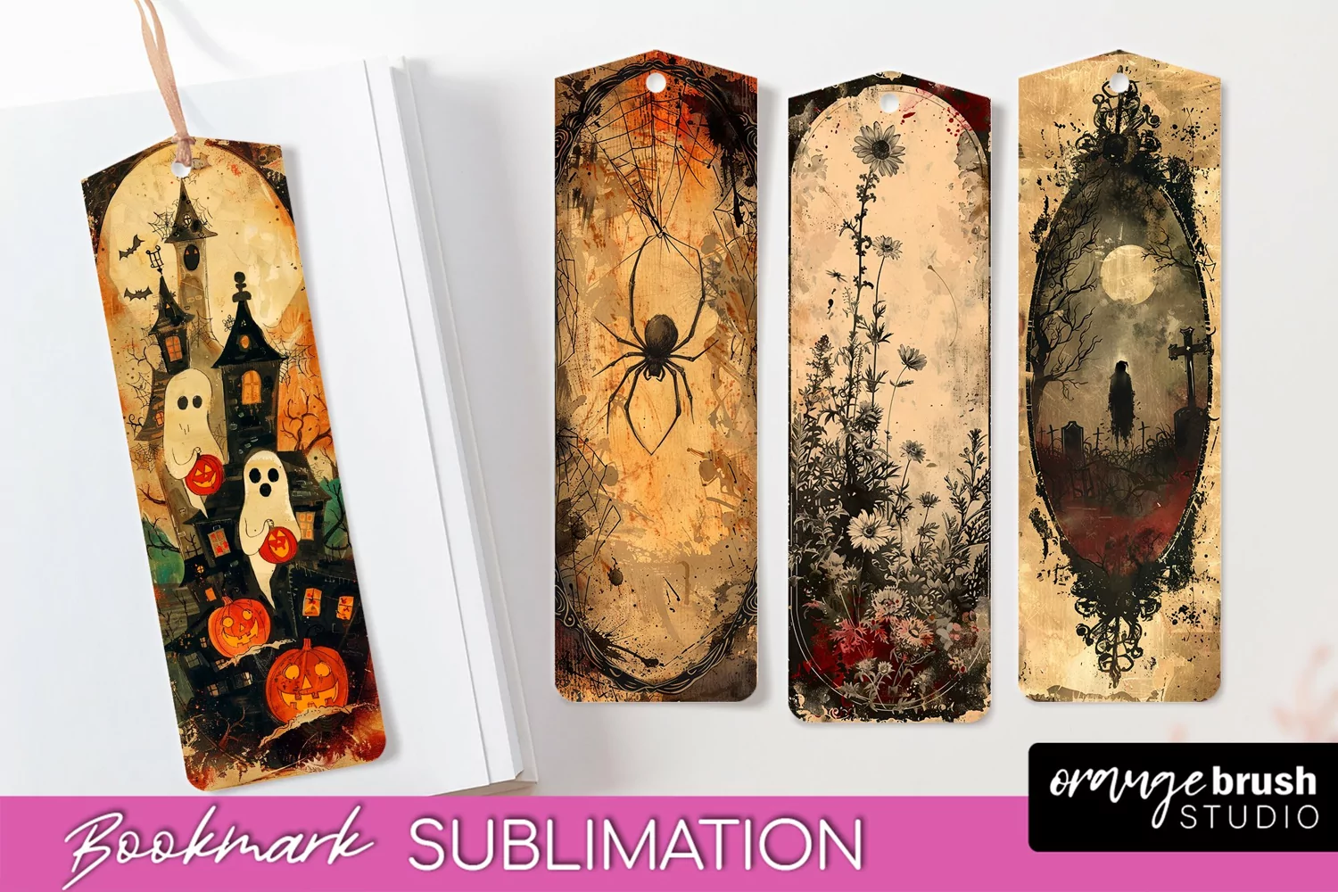 Vintage Halloween Bookmark - Printable Scrapbook Bookmarks product image 1