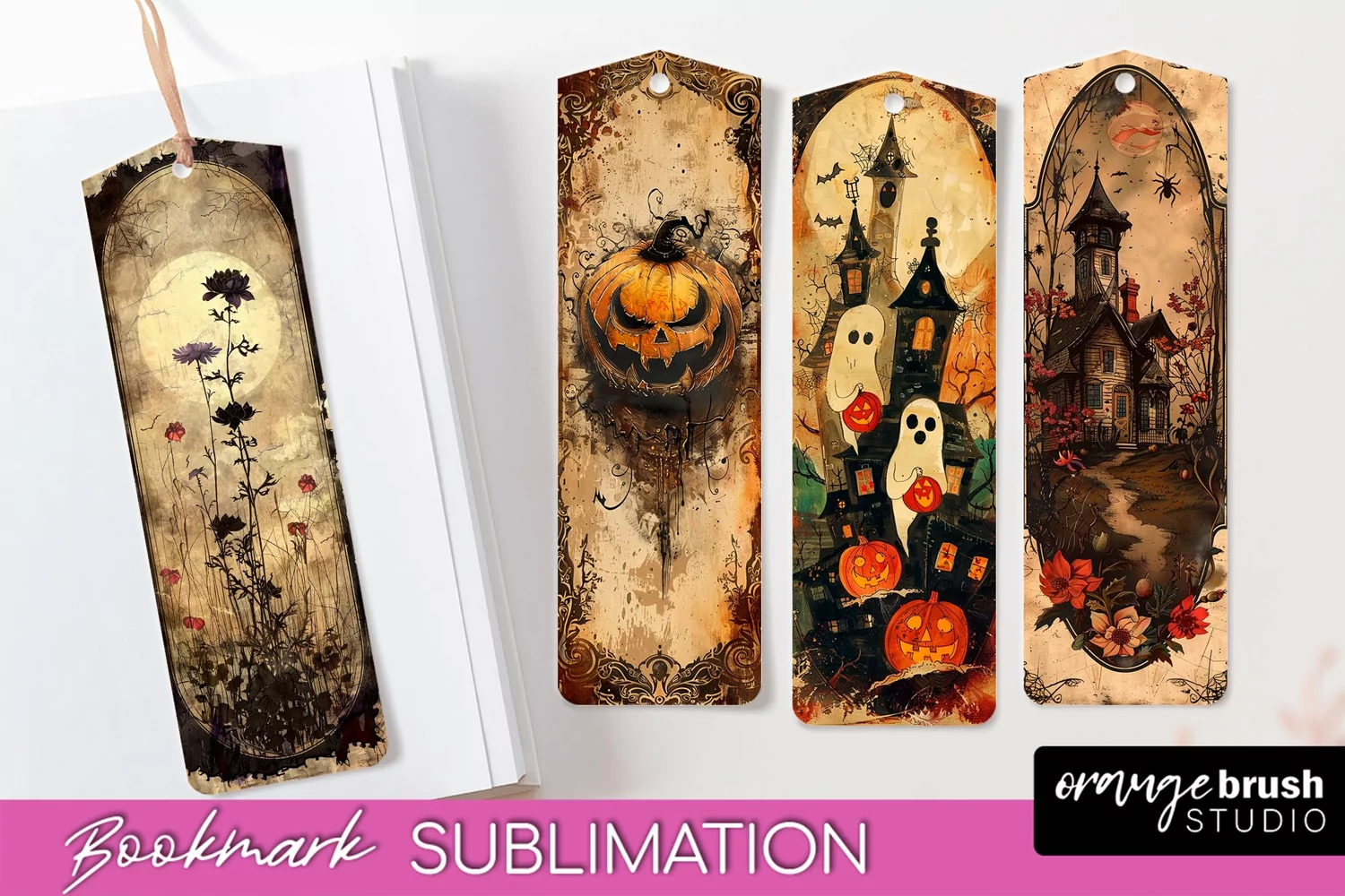 Vintage Halloween Bookmark - Printable Scrapbook Bookmarks product image 1