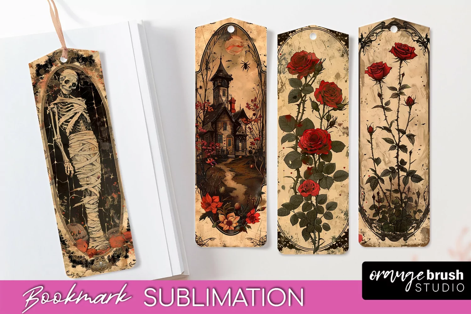 Vintage Halloween Bookmark - Printable Scrapbook Bookmarks product image 1
