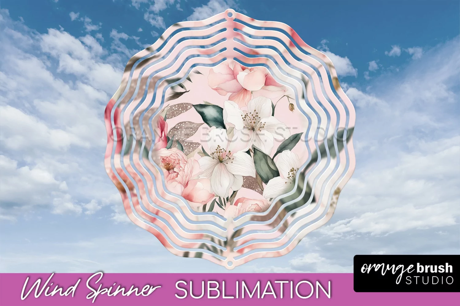Pink Flowers Wind Spinner - Summer Wind Spinner Sublimation product image 1