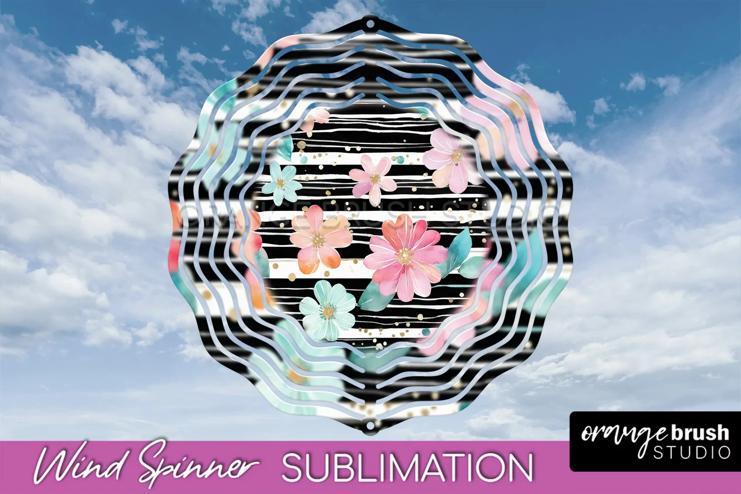 Pink Flowers Wind Spinner - Summer Wind Spinner Sublimation product image 1