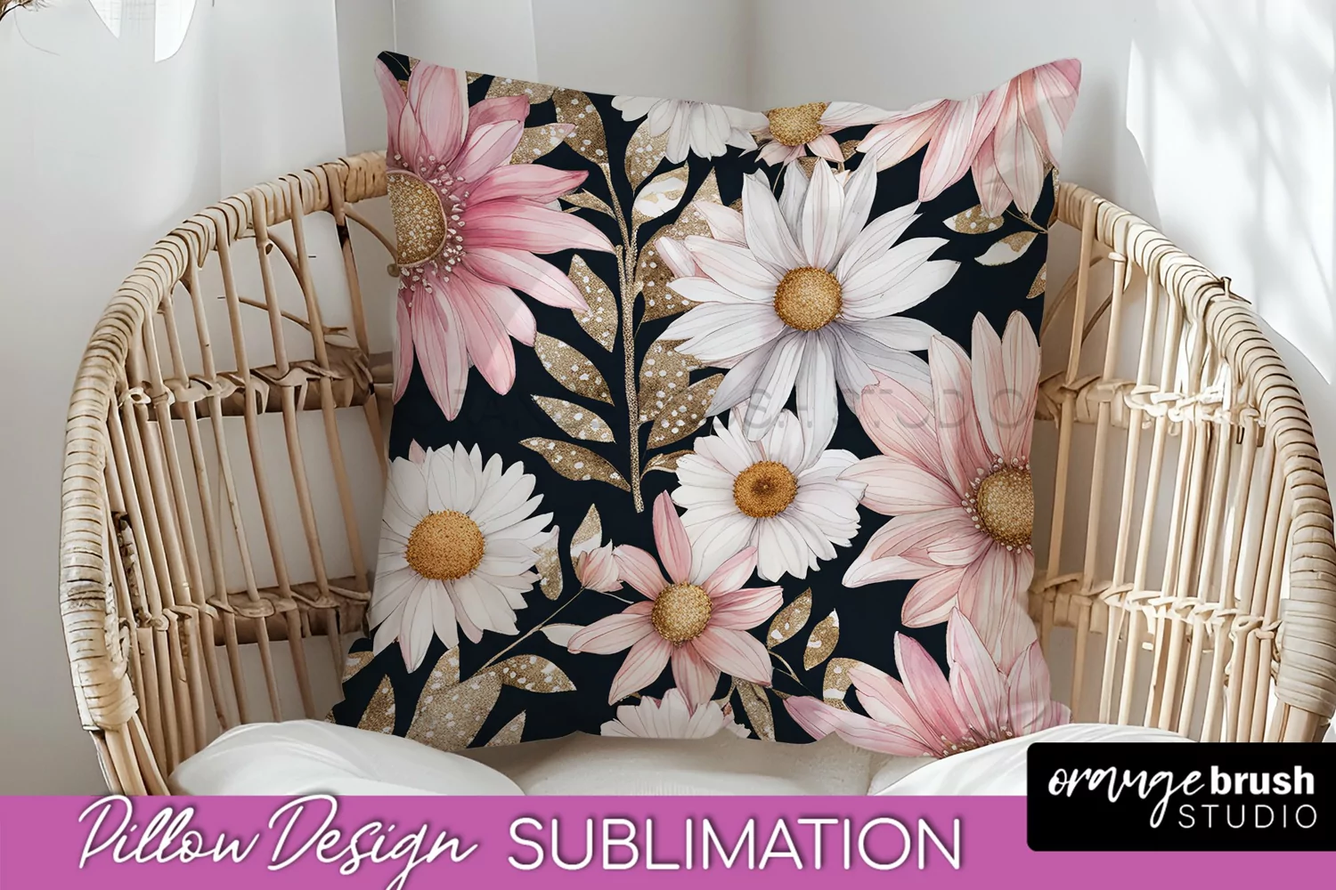 Watercolor Flowers Pillow Cover - Summer Pillow Sublimation product image 1