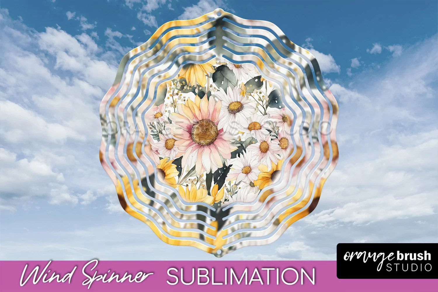 Pink Flowers Wind Spinner - Summer Wind Spinner Sublimation product image 1