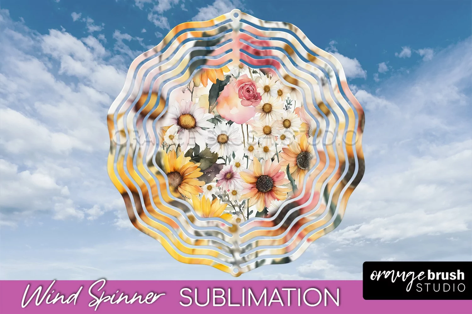 Pink Flowers Wind Spinner - Summer Wind Spinner Sublimation product image 1