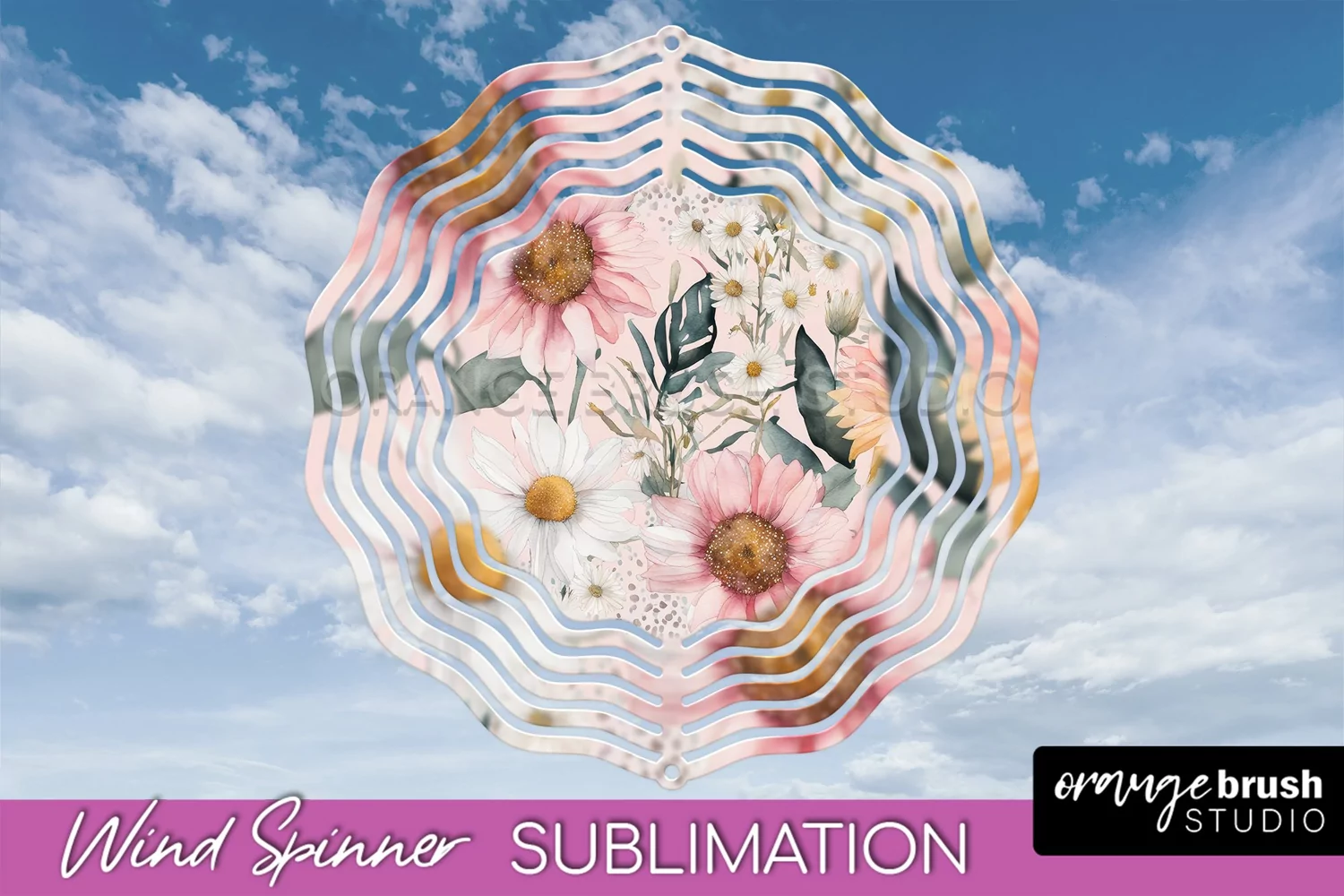 Pink Flowers Wind Spinner - Summer Wind Spinner Sublimation product image 1
