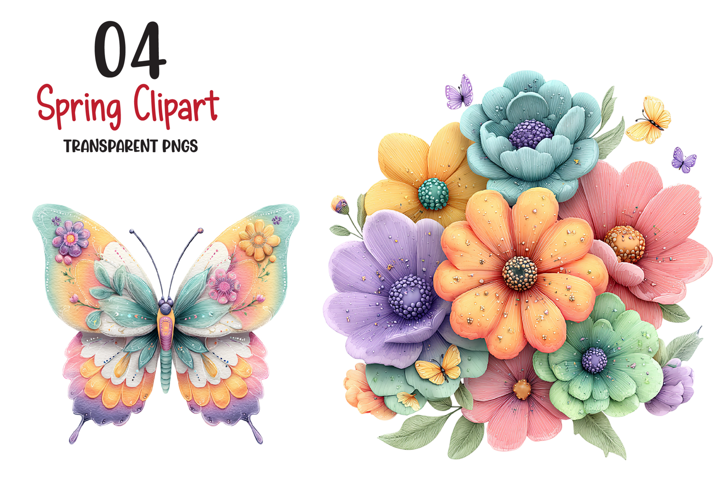 Spring Clipart Png,bright Spring Flowers Kids And Cottage product image 1