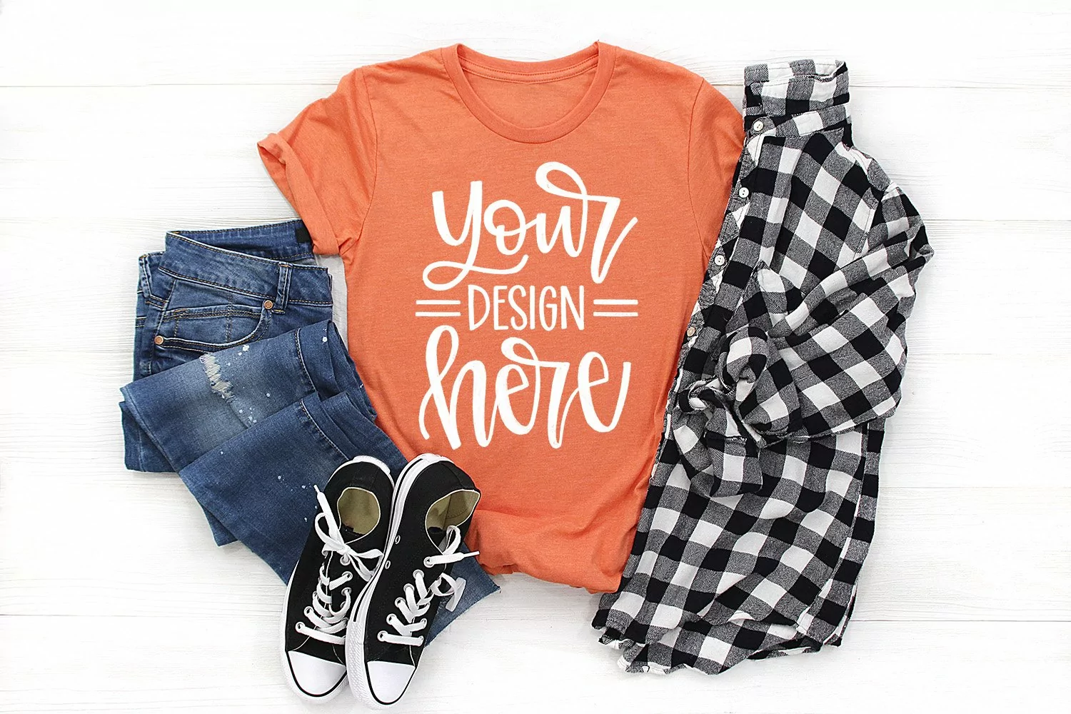 Shirt Mockup, Heather Orange Mock Up, Fall shirt mockup product image 1