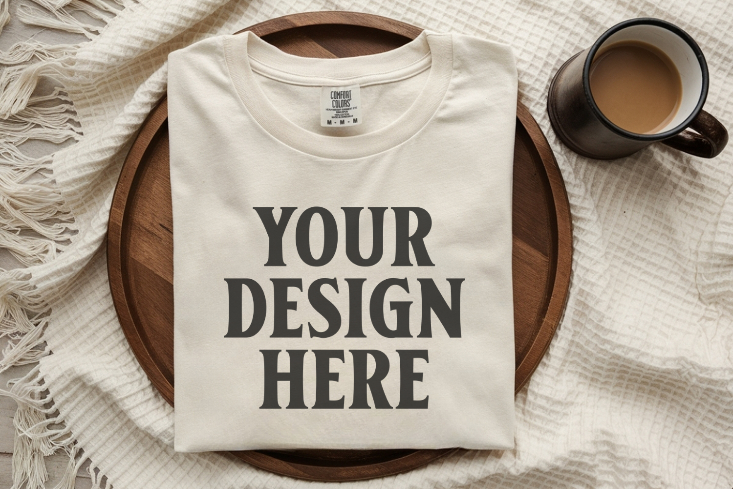 Ivory Comfort Colors 1717 Folded Tshirt Mockups product image 1