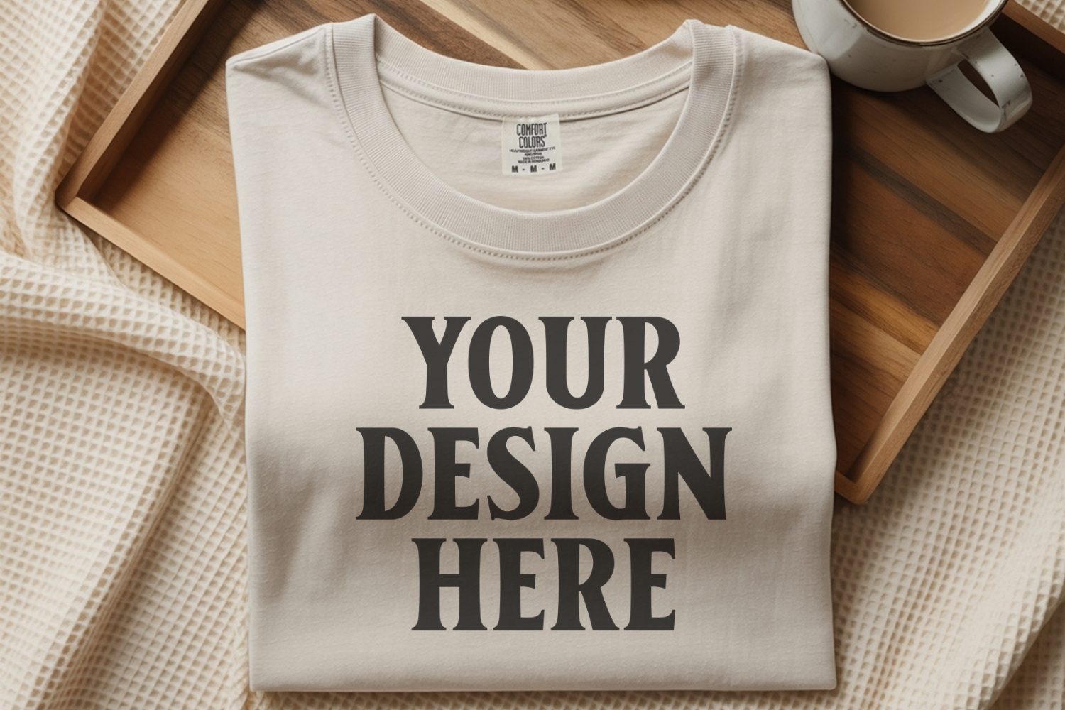 Ivory Comfort Colors 1717 Folded Tshirt Mockups product image 1