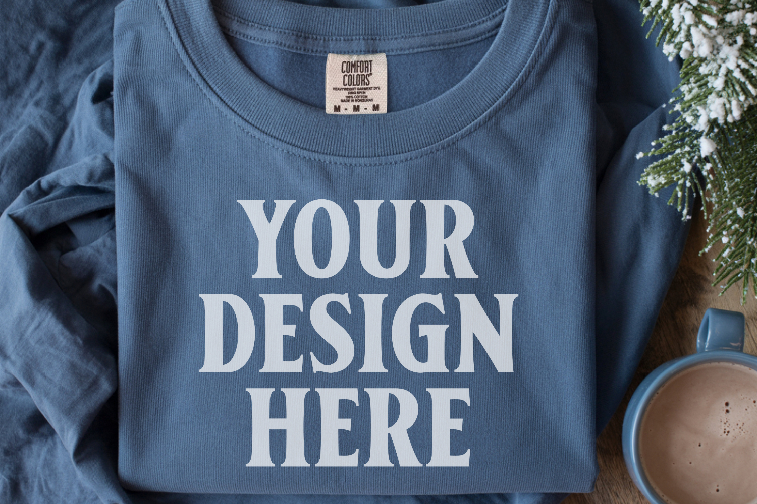 True Navy Comfort Colors 1717 Christmas Folded T-Shirt Mock product image 1