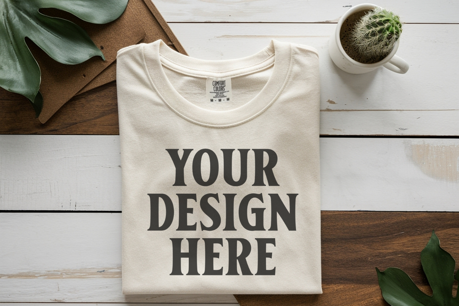 Ivory Comfort Colors 1717 Folded Tshirt Mockups product image 1