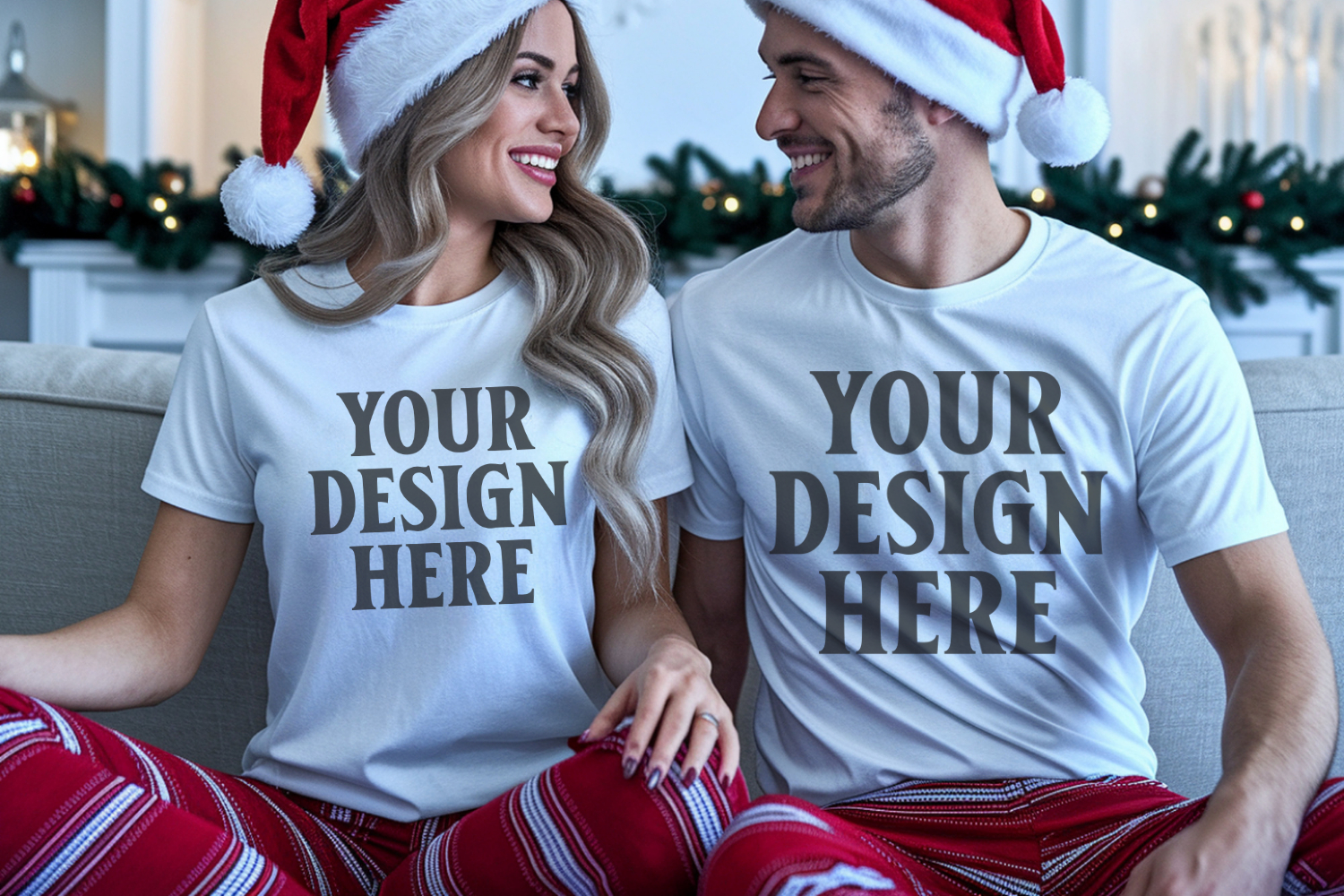 Bella Canvas 3001 Christmas Couple Mockup ,3001 Couple Mock product image 1