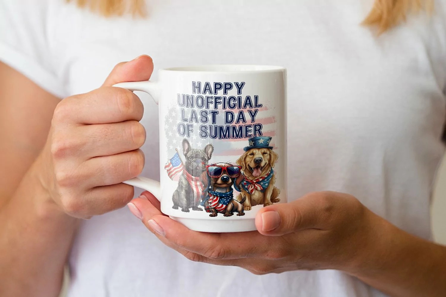 Cute Patriotic Last Day of Summer Dogs Sublimation Png product image 1