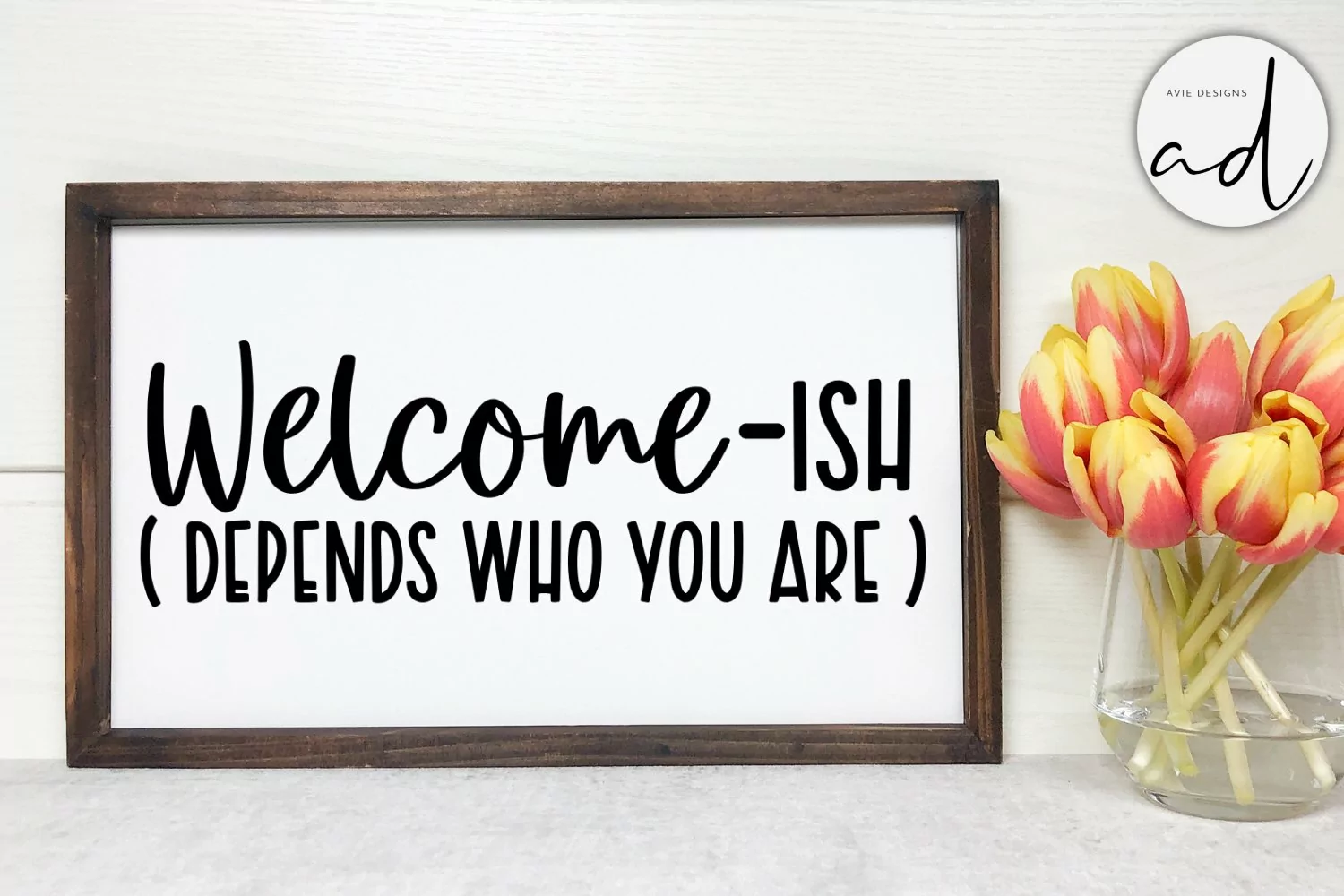 Welcome-ish sign| Round Sign Design | Door Hanger Svg product image 1