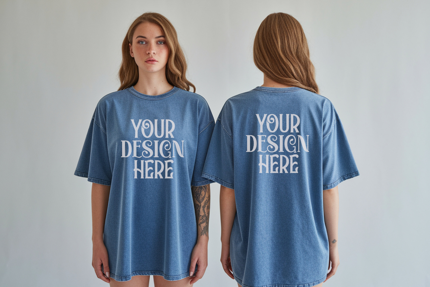 Comfort Colors 1717 Blue Jean Front & back T shirt mockups product image 1