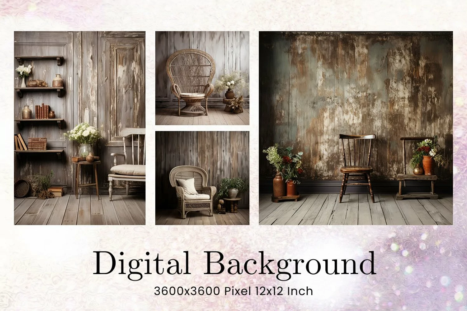 Vintage Chair Backdrops Overlays Wood Wedding Studio_36 product image 1