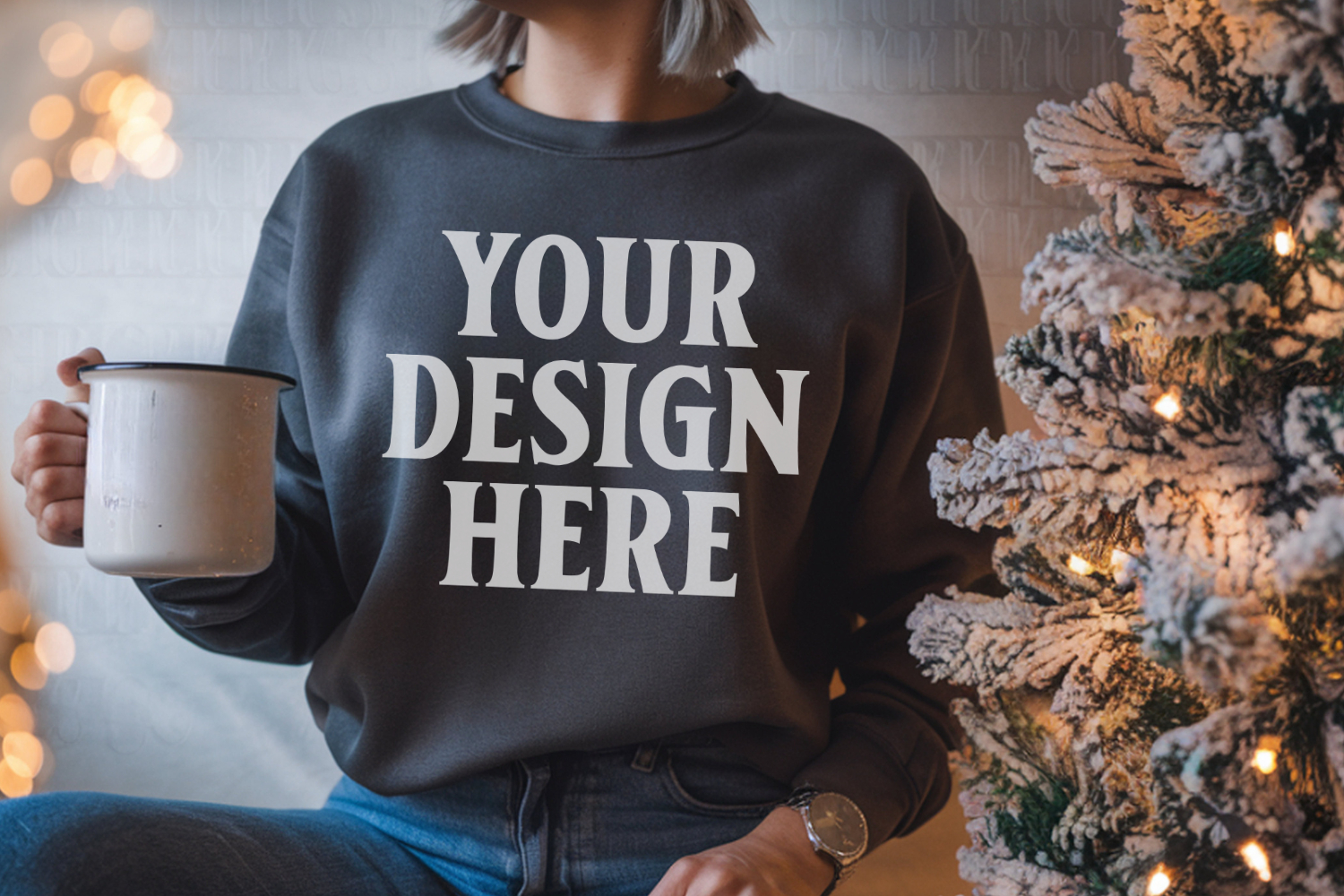 Comfort Colors 1566 Pepper Sweatshirt Mockup, Cozy Boho product image 1