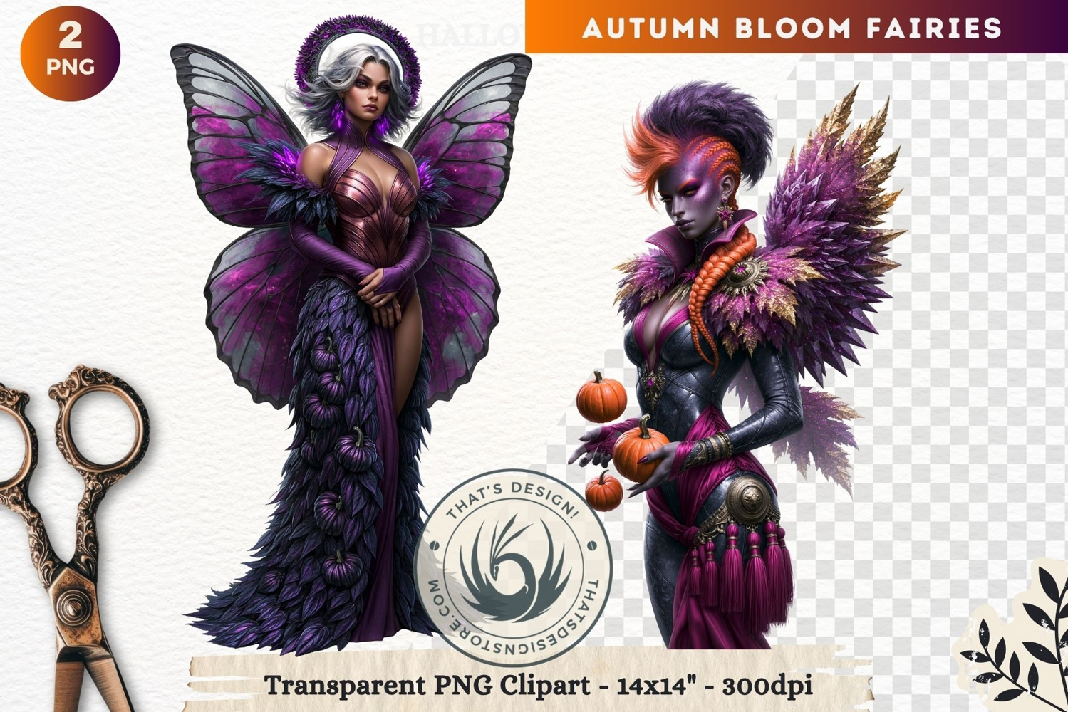 Autumn Bloom Floral Fairy Clipart, Mythical Fantasy PNG product image 1