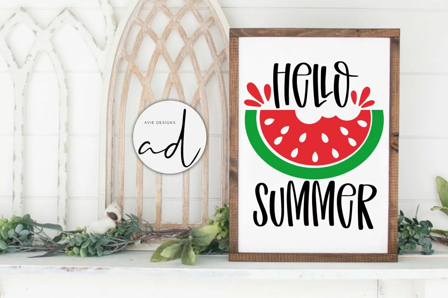 Hello Summer Svg| Summer Farmhouse Sign | SVG DXF EPS PNG product image 1
