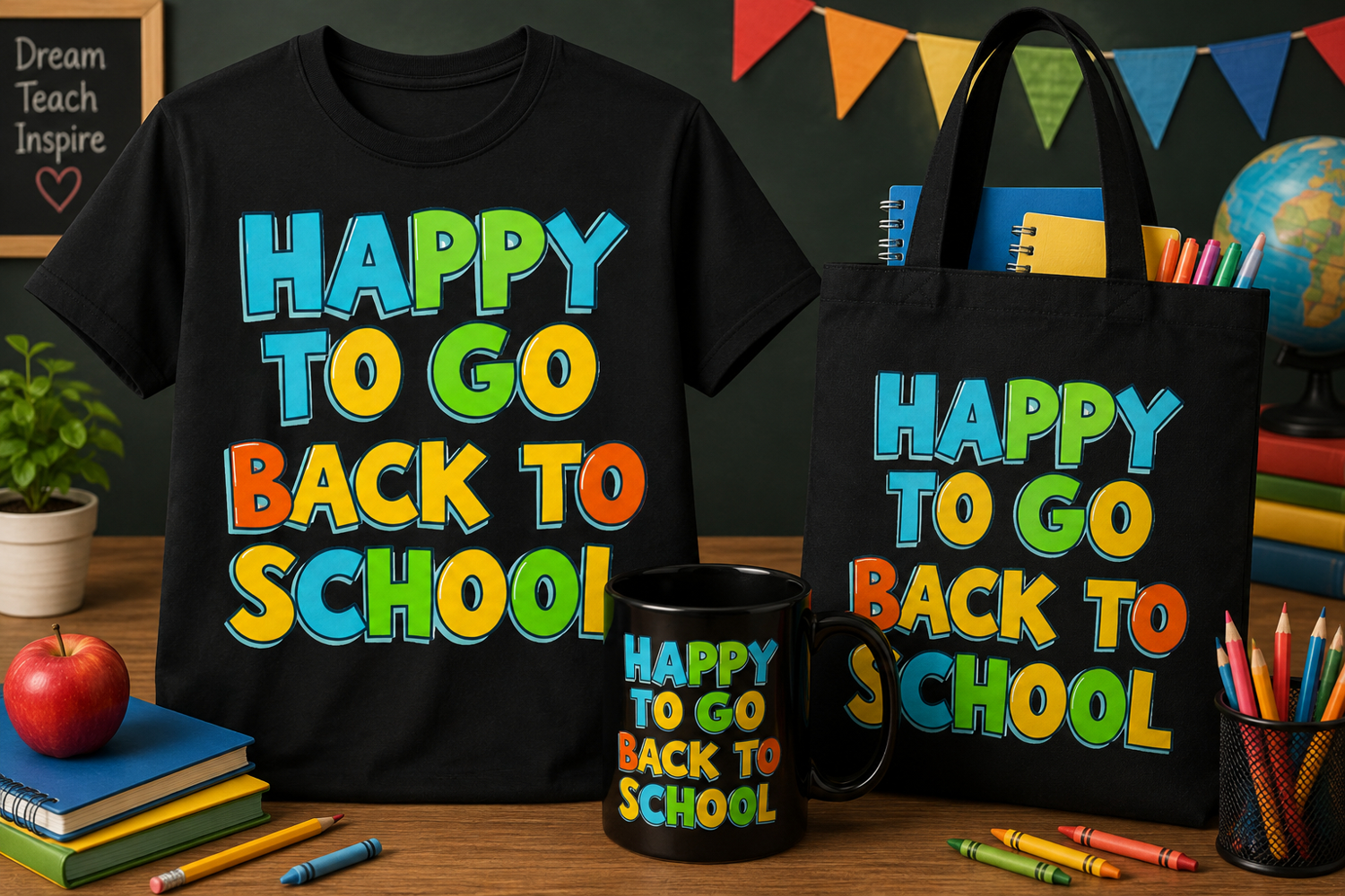 Happy to Go Back to School PNG | Colorful Teacher Design product image 1