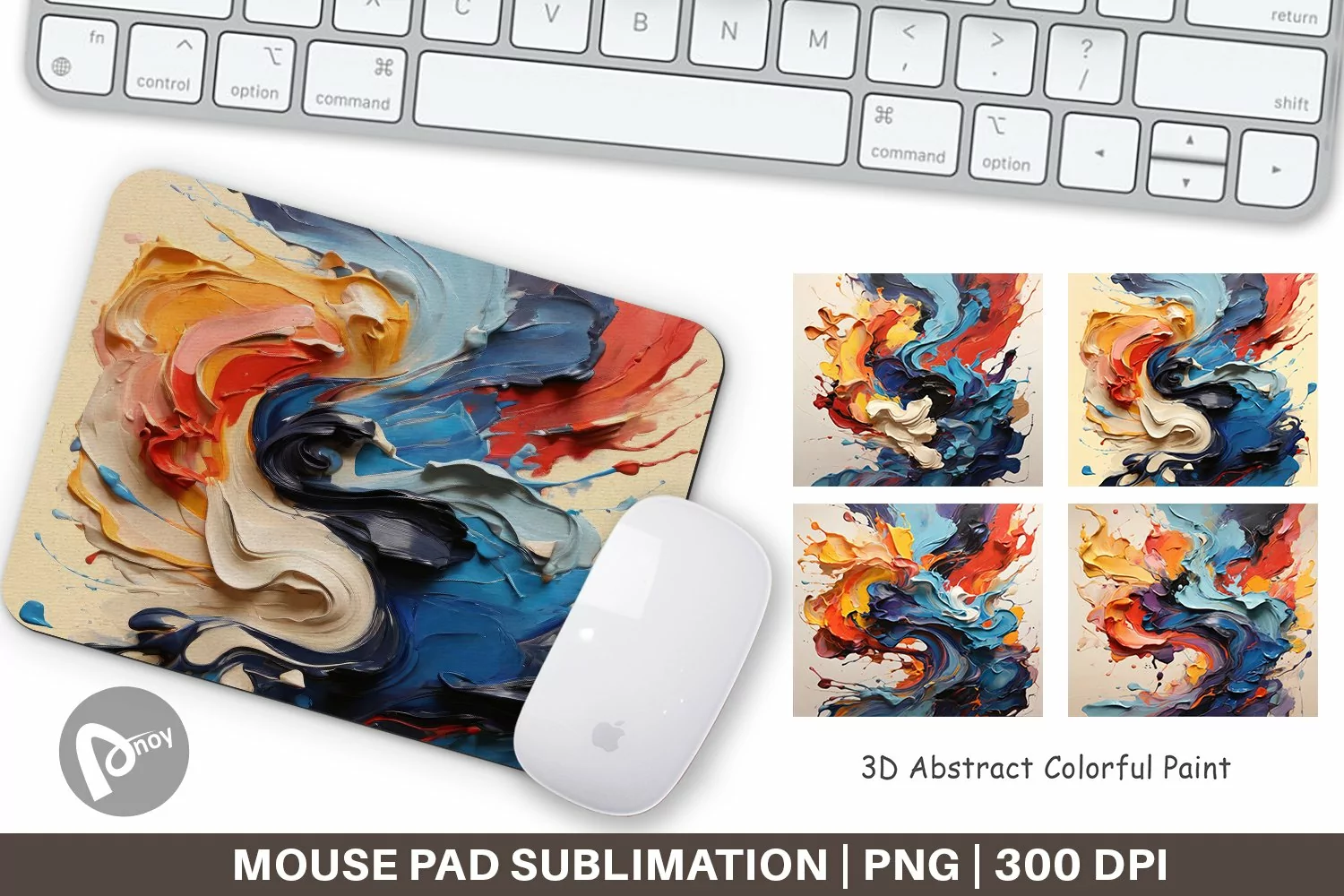 Mouse Pad 3D Abstract Paint Colorful product image 1
