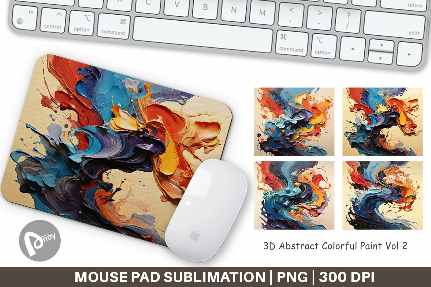 Mouse Pad 3D Abstract Paint Colorful product image 1