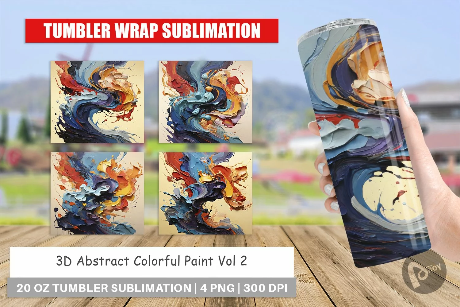 Tumbler Wrap 3D Abstract Paint Colorful product image 1