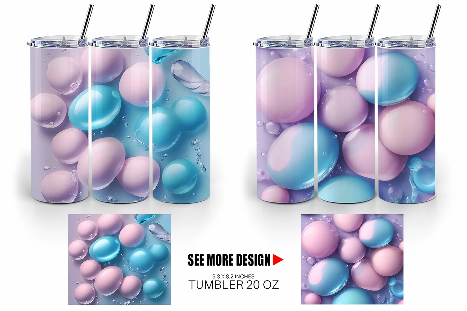 3D Bubbles Unicorn Color | Tumbler Sublimation Wrap product image 1