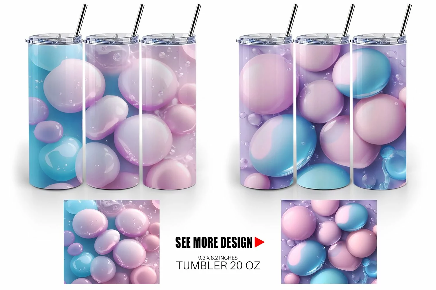 3D Bubbles Unicorn Color | Tumbler Sublimation Wrap product image 1