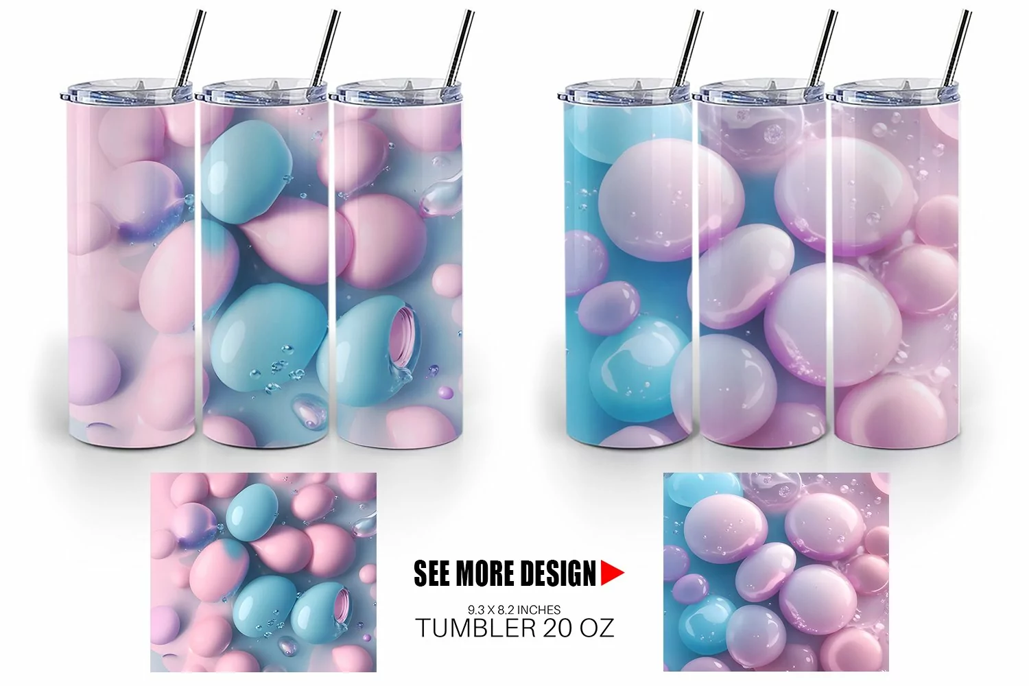 3D Bubbles Unicorn Color | Tumbler Sublimation Wrap product image 1