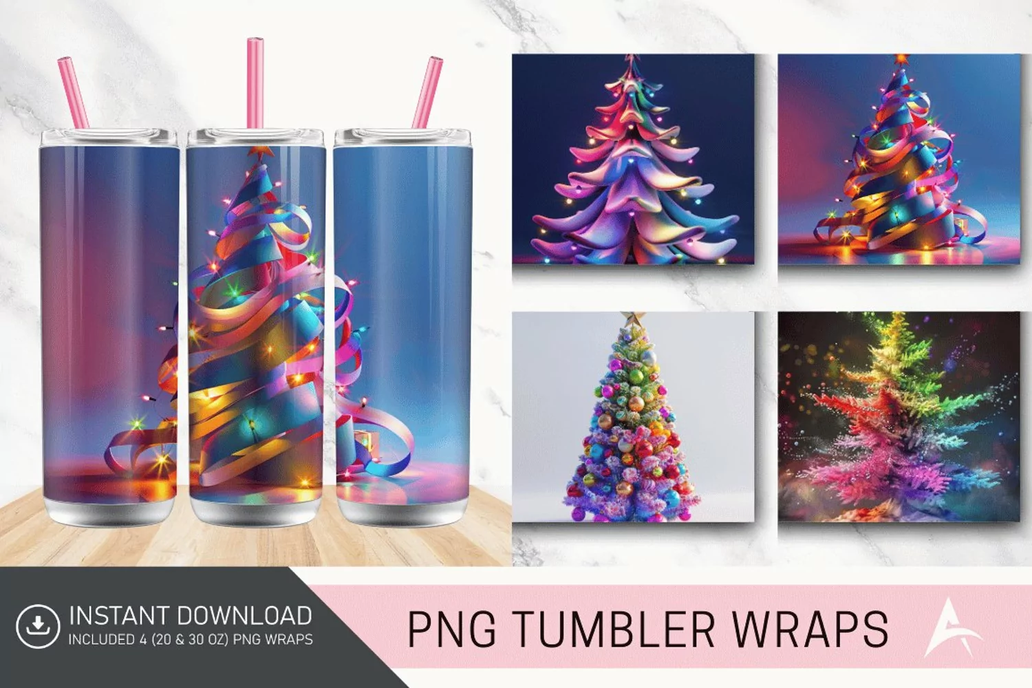 3D Christmas Tree Colorful Tumbler Wrap product image 1