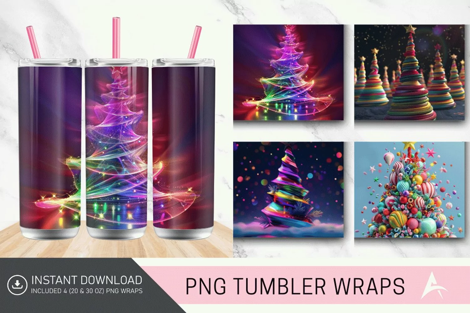 3D Christmas Tree Colorful Tumbler Wrap product image 1
