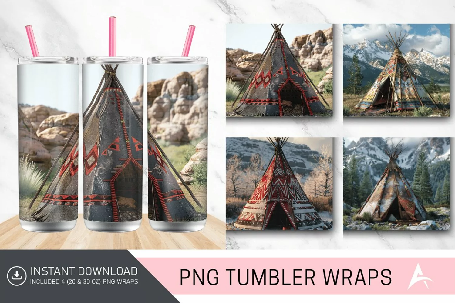 3D Colorado Teepee Tumbler wrap product image 1