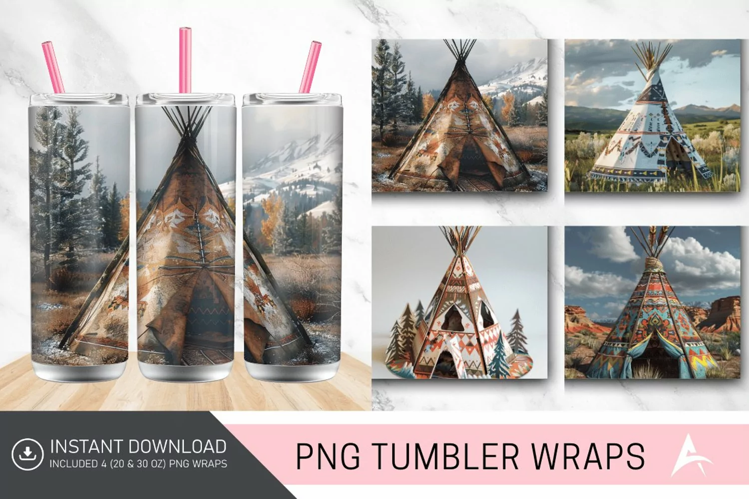 3D Colorado Teepee Tumbler wrap product image 1