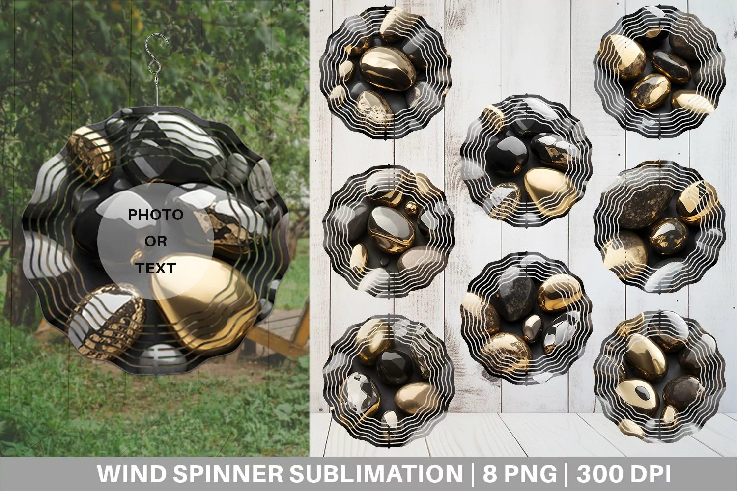 Wind Spinner 3D Metallic Stones | Sublimation Spinner Design product image 1