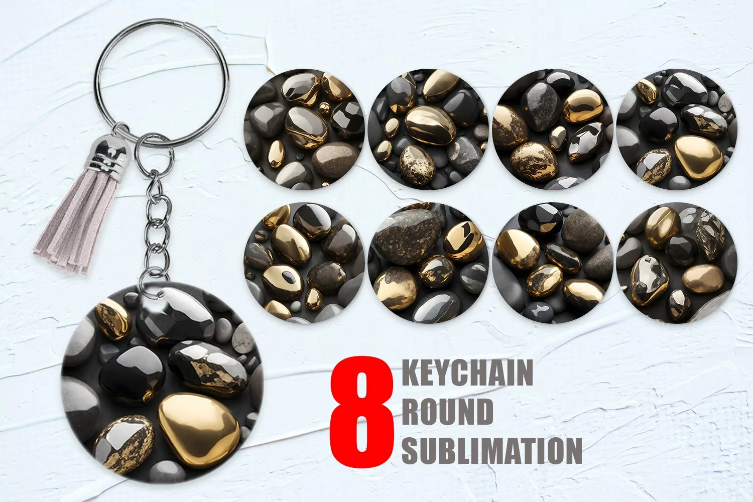 3D Metallic Stones Keychain | Keyring product image 1