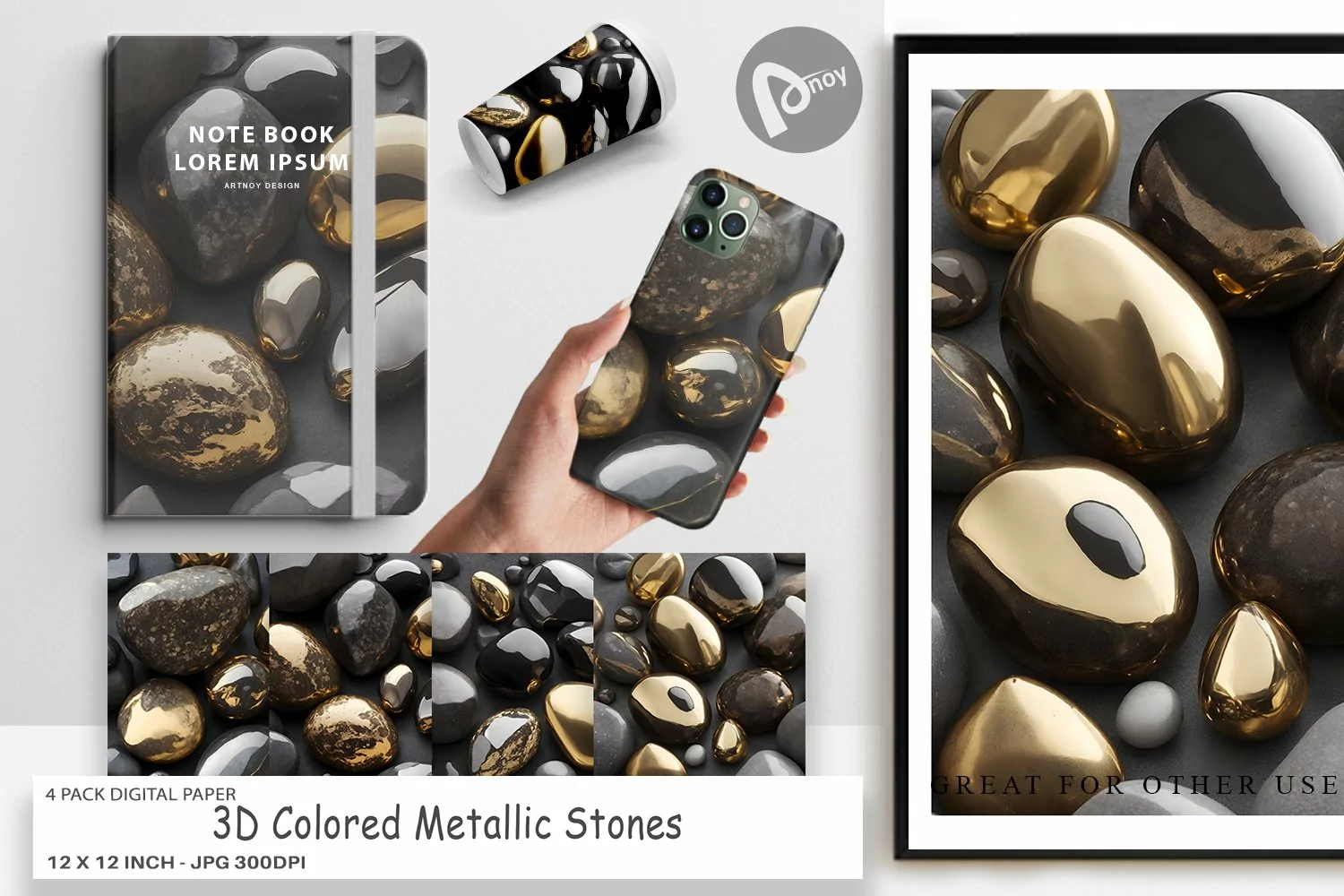 Digital Paper 3D Color Metallic Stones product image 1
